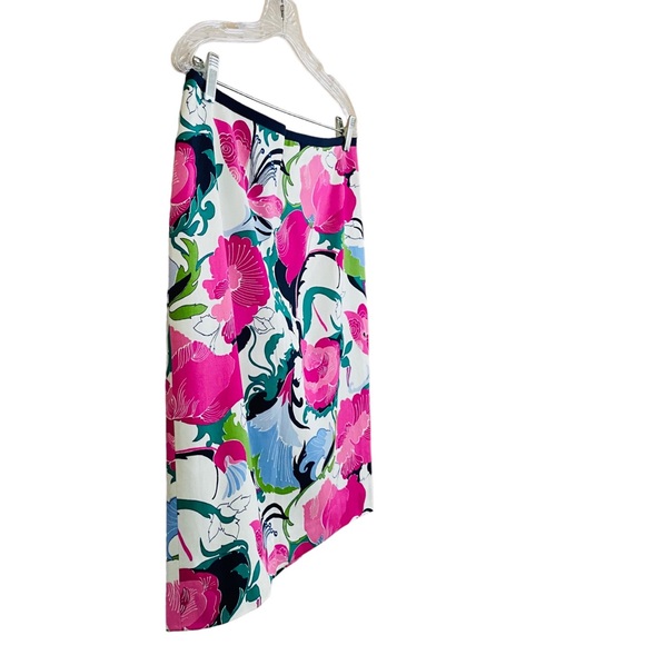 Talbots NWT Navy & Pink Colorful Floral Summer Ready Classic Pencil Skirt Sz 10 - Picture 3 of 8